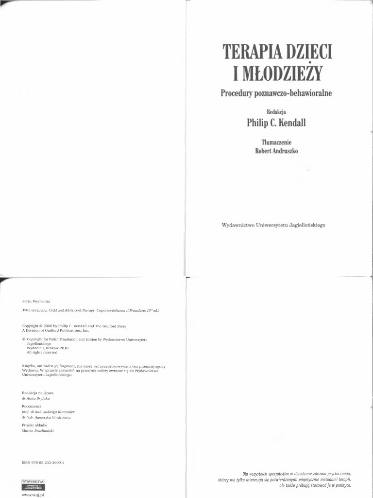 Kendall P., Terapia Dzieci I Młodzieży. Procedury | PDF