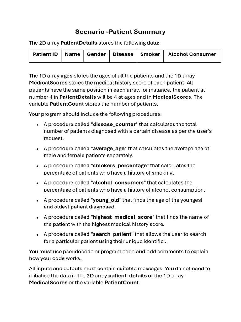 Scenario Patient Summary Pdf