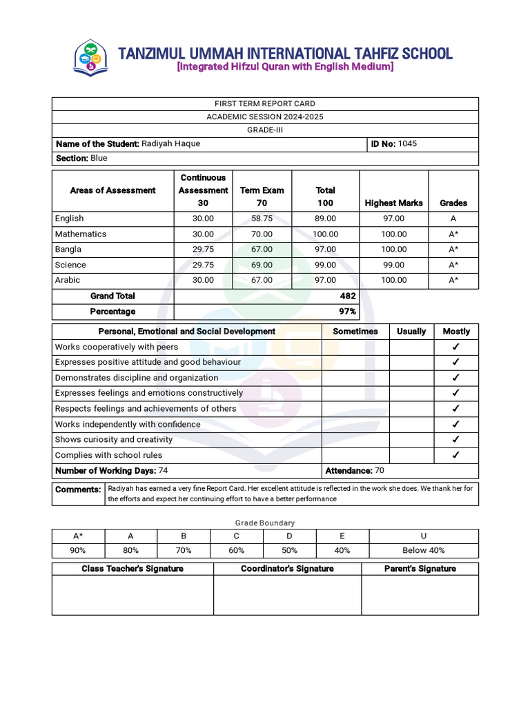 Grade III Blue - Report - Cards | PDF | Science | Disciplines