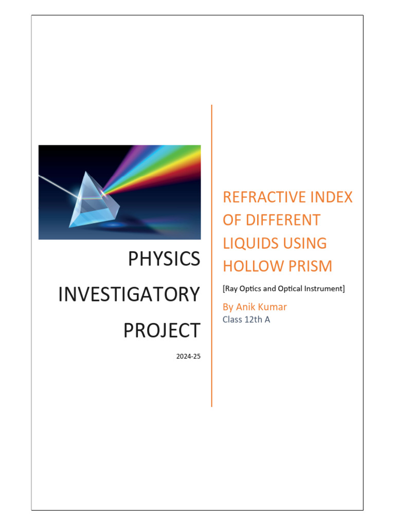 Refractive Index of Liquids with Prism | PDF | Refraction | Physical ...