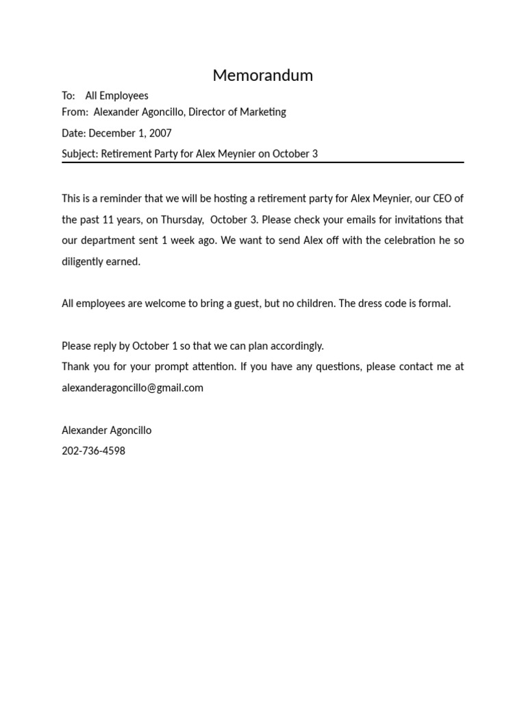 Memorandum | PDF