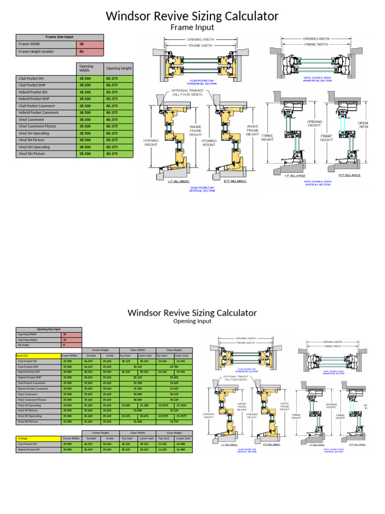 Windsor Revive Window Sizing Tool | PDF | Glass Applications | Glass Art