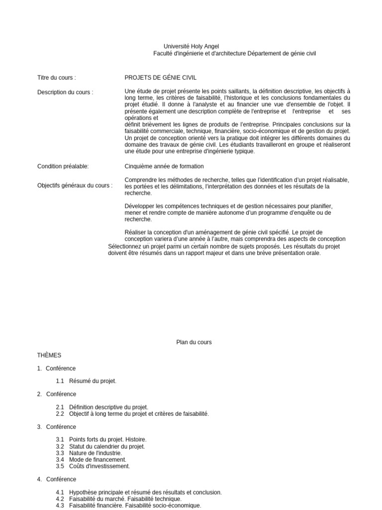 Cours de projets en génie civil | PDF | Business