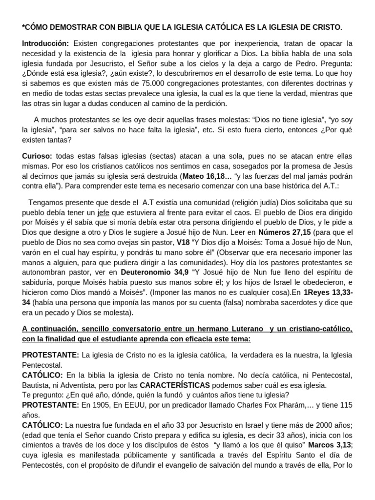 La Iglesia Católica según la Biblia | PDF | Biblia | Cristo (título)