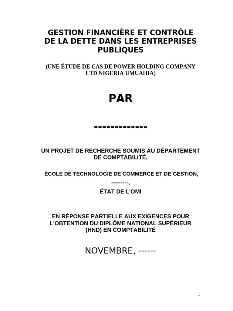 Gestion de la dette dans les entreprises publiques | PDF | Business ...