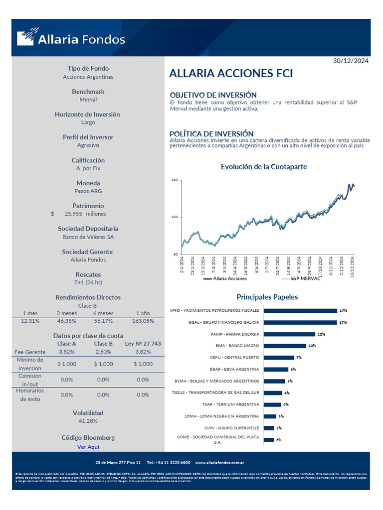 Allaria Acciones | PDF | Fondo de inversión | Inversiones