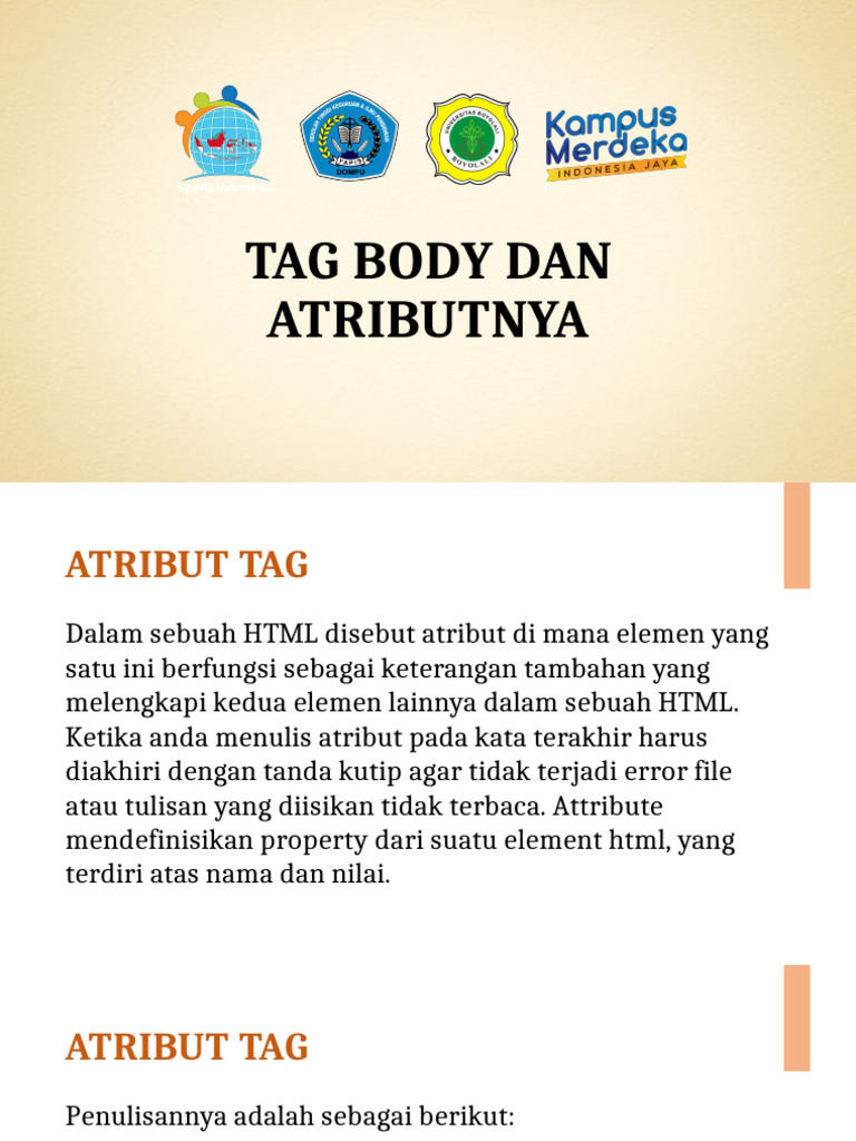Fungsi dan Atribut Tag Body HTML | PDF