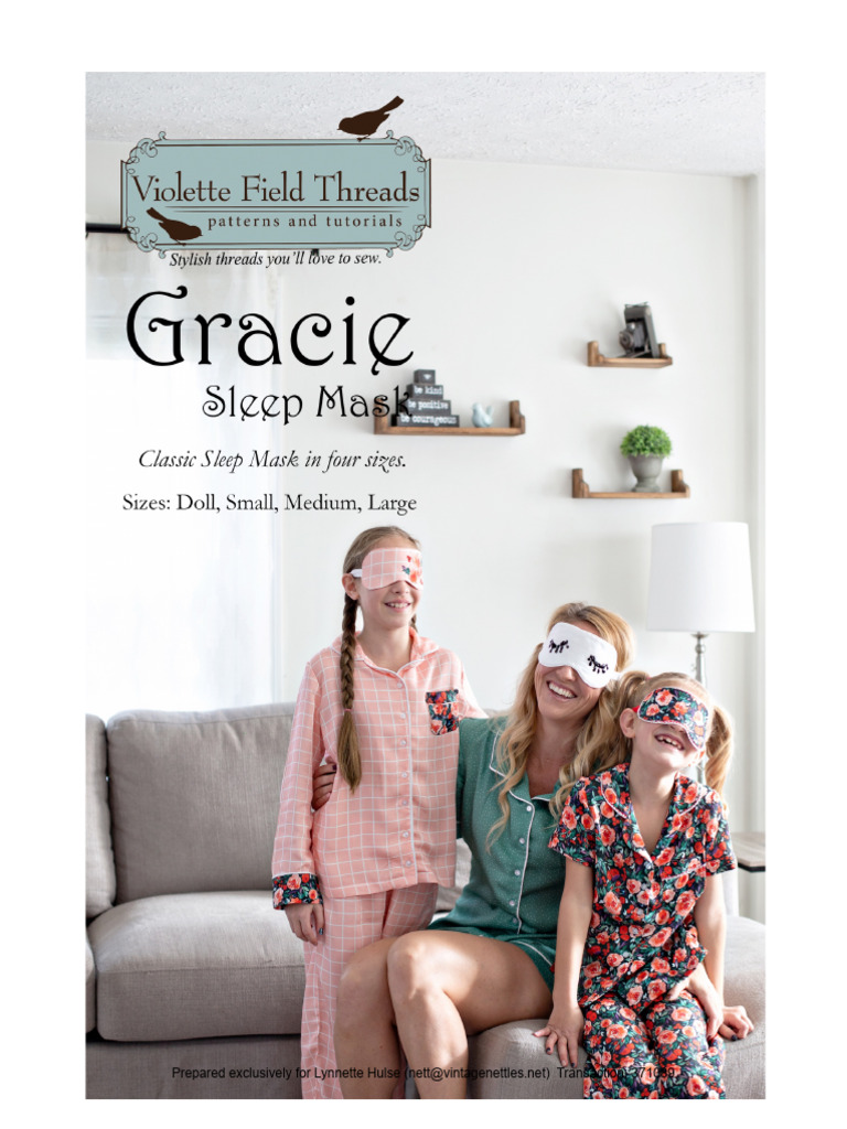 Free PDF: Gracie Sleep Mask Pattern | PDF | Seam (Sewing) | Sewing