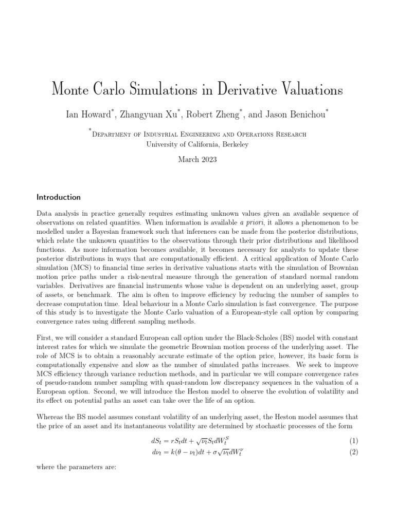 INDENG231 FinalProjectReport | PDF | Monte Carlo Method | Mathematical ...