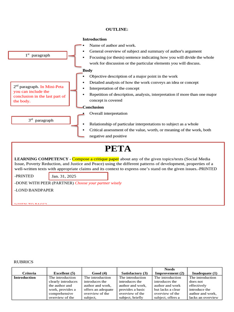 Critique Paper Writing Guide | PDF | Argument