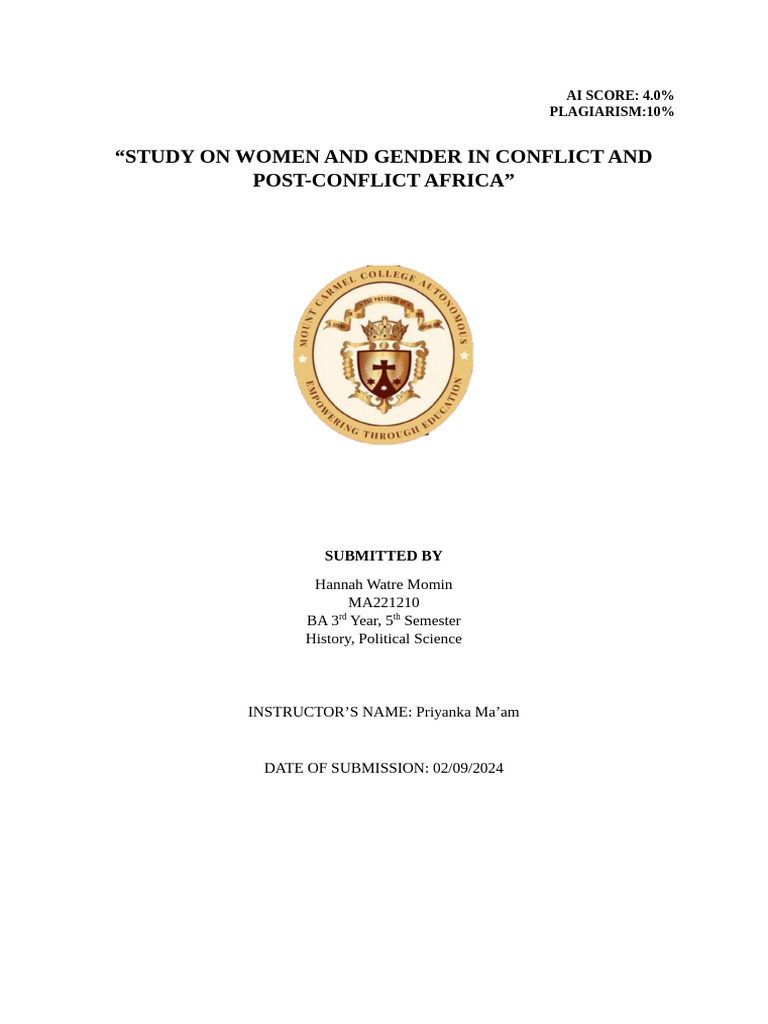 Women and Gender in Conflict and Post-Conflict Africa | PDF ...
