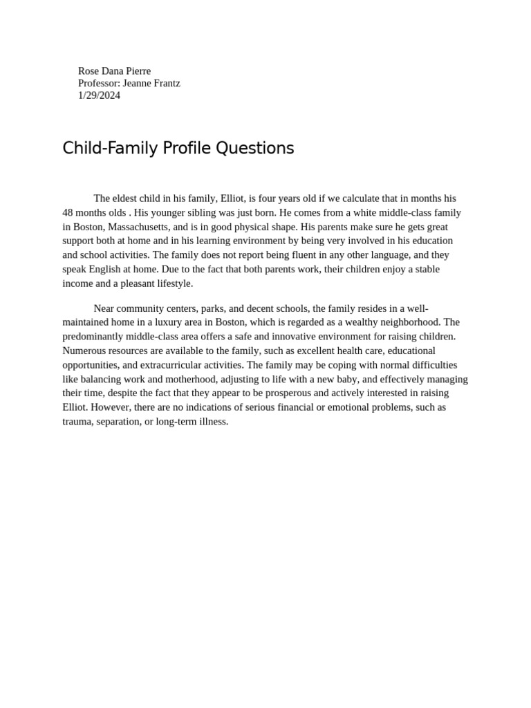 Child Family Profile Additional Questions Done | PDF