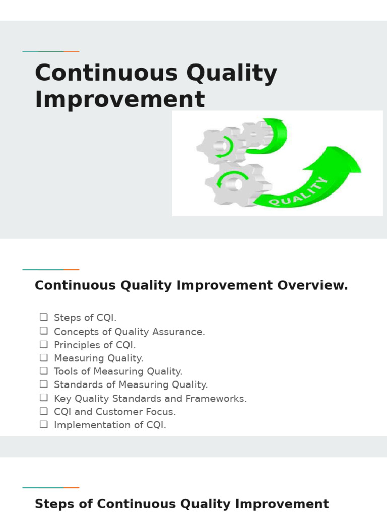 Continuous Quality Improvement | PDF | Quality Management | Quality ...