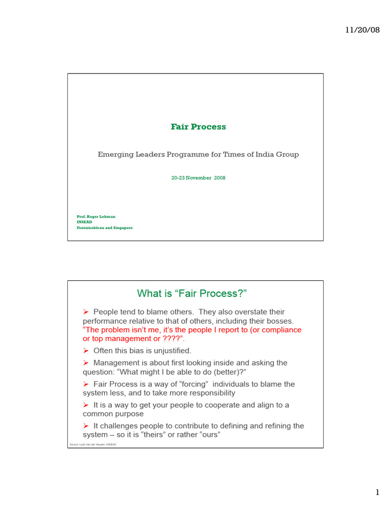 Fair Process - handout | PDF | Leadership | Cognition