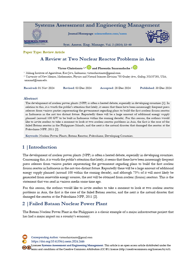 A Review at Two Nuclear Reactor Problems in Asia | PDF | Fukushima ...