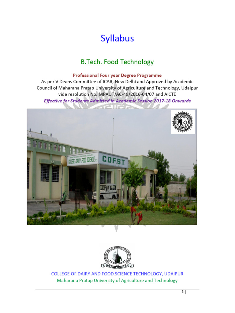 B.Tech Food Technology Syllabus Overview | PDF | Ecosystem | Pump