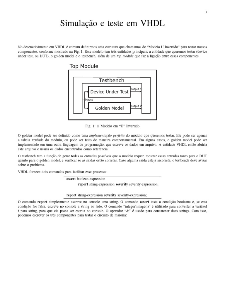 Teste de Componentes VHDL com Modelo U | PDF | VHDL | Engenharia da ...