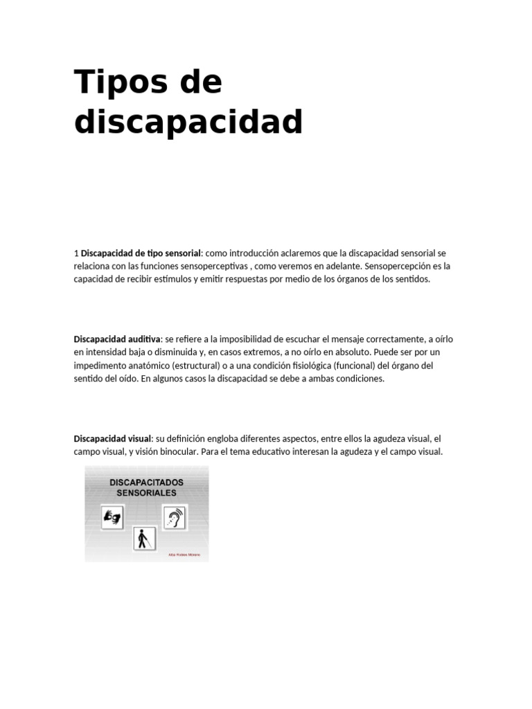 Tipos de Discapacidad y sus Causas | PDF | Percepción visual | Invalidez