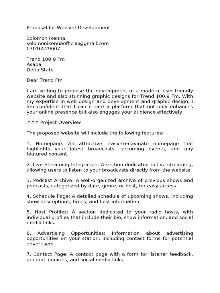 Website Development Proposal for Trend FM | PDF | Websites | Web ...