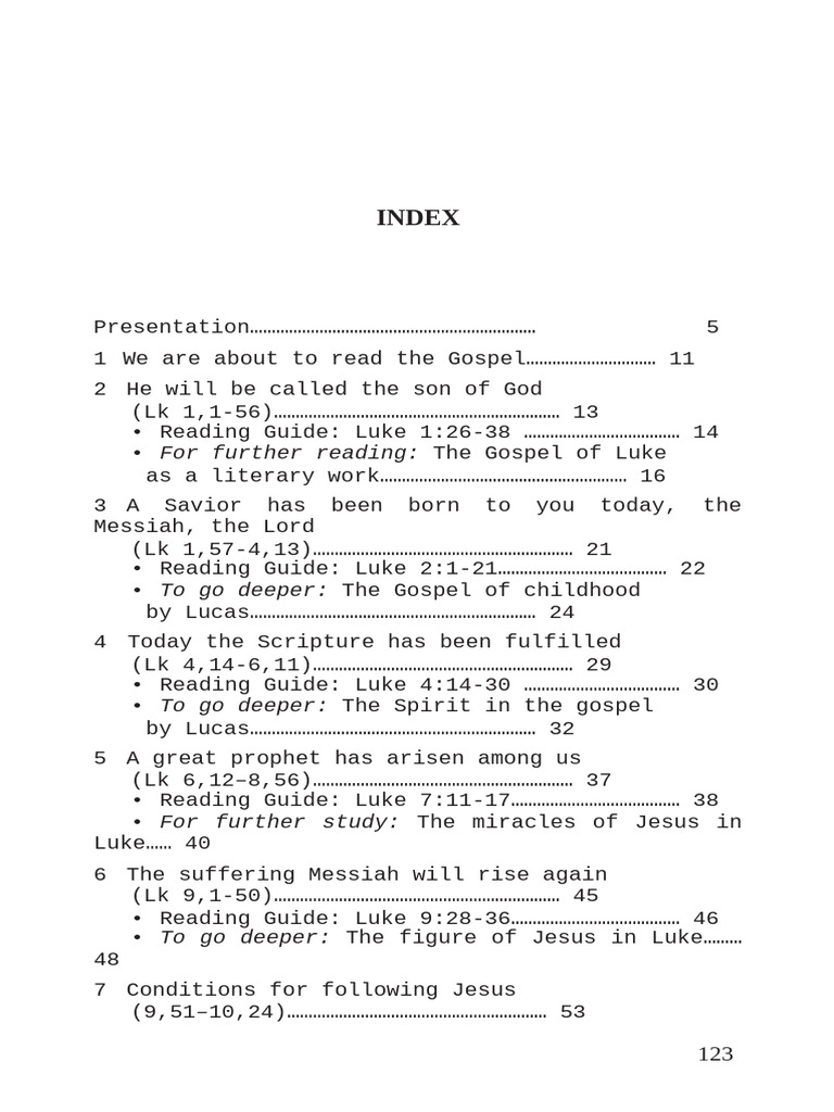 Reading Guide of Luke | PDF | Jesus | Gospel Of Luke