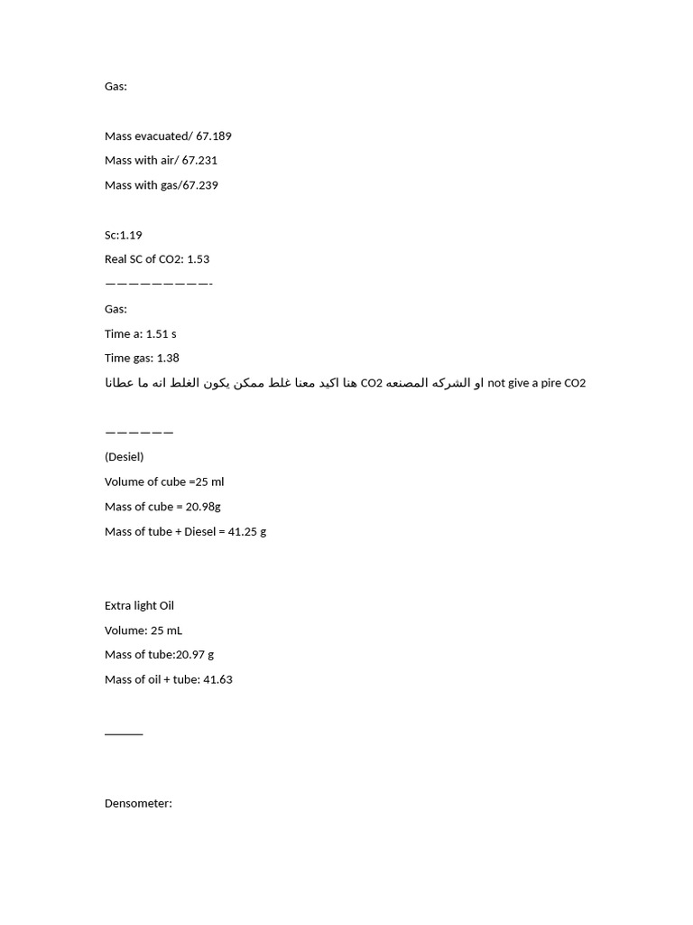 Gas and Diesel Density Measurements | PDF