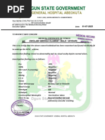 Ogun State Medical Certificate