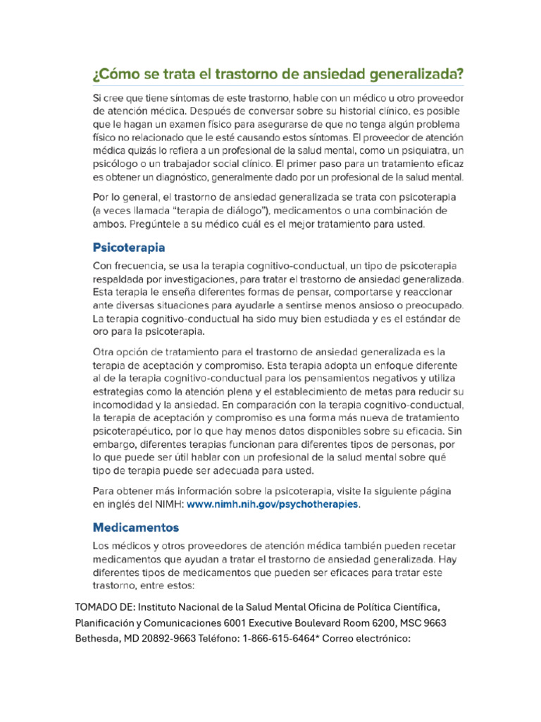 COMO SE TRATA EL TRASTRONO DE ANSIEDAD | PDF