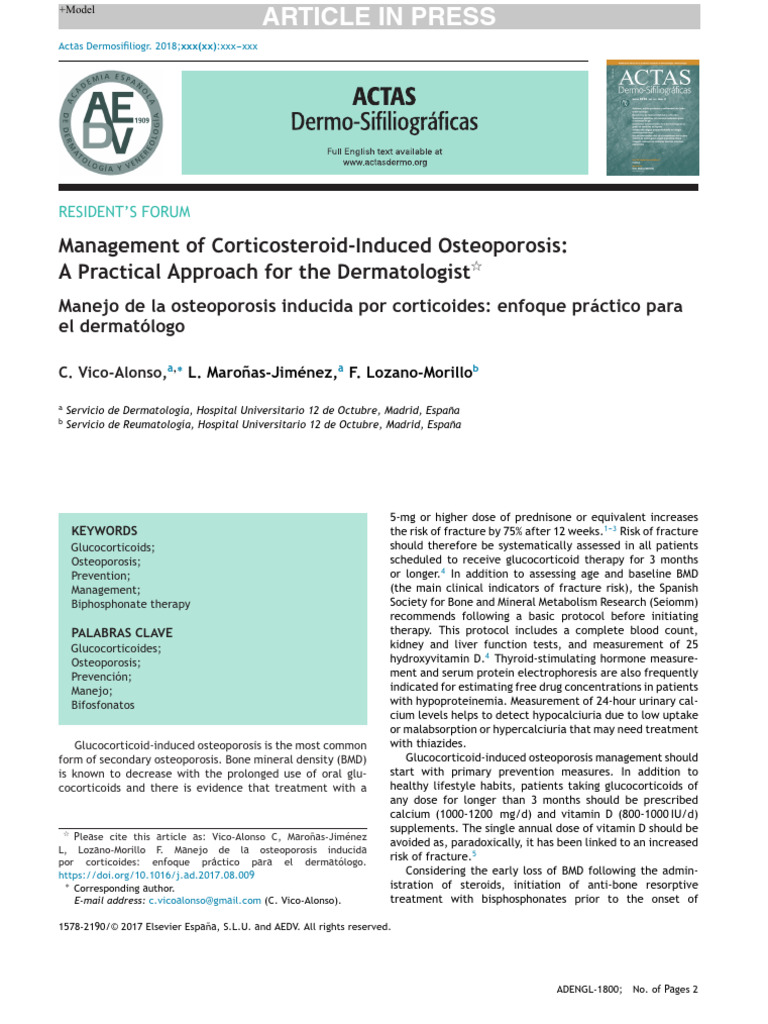 Managing Corticosteroid Osteoporosis | PDF | Osteoporosis | Clinical ...
