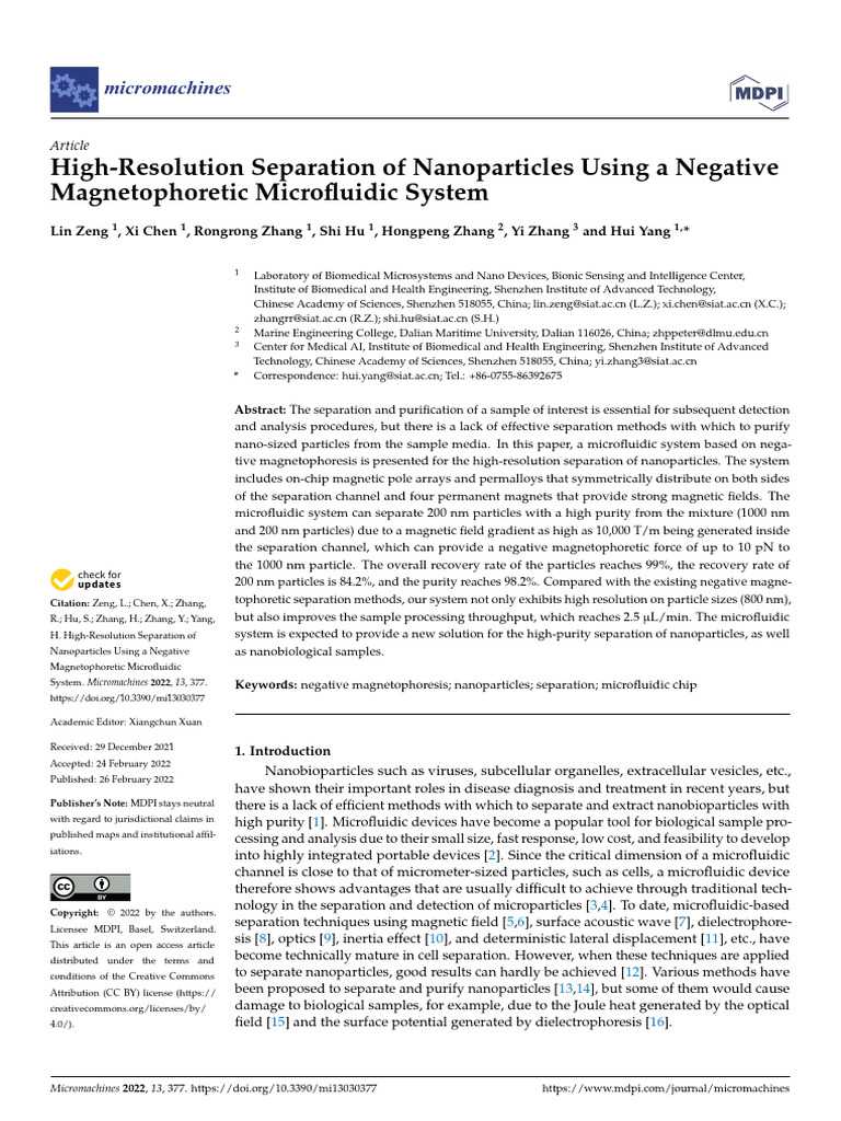 High-Resolution Separation of Nanoparticles Using | PDF | Microfluidics ...