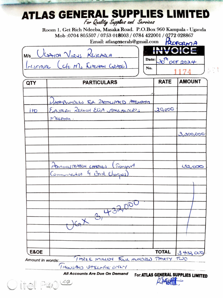 Atlas General Supplies Invoice Details | PDF