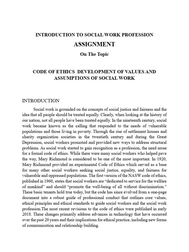 Assignment On Introduction To Professional Social Work | PDF | Social ...