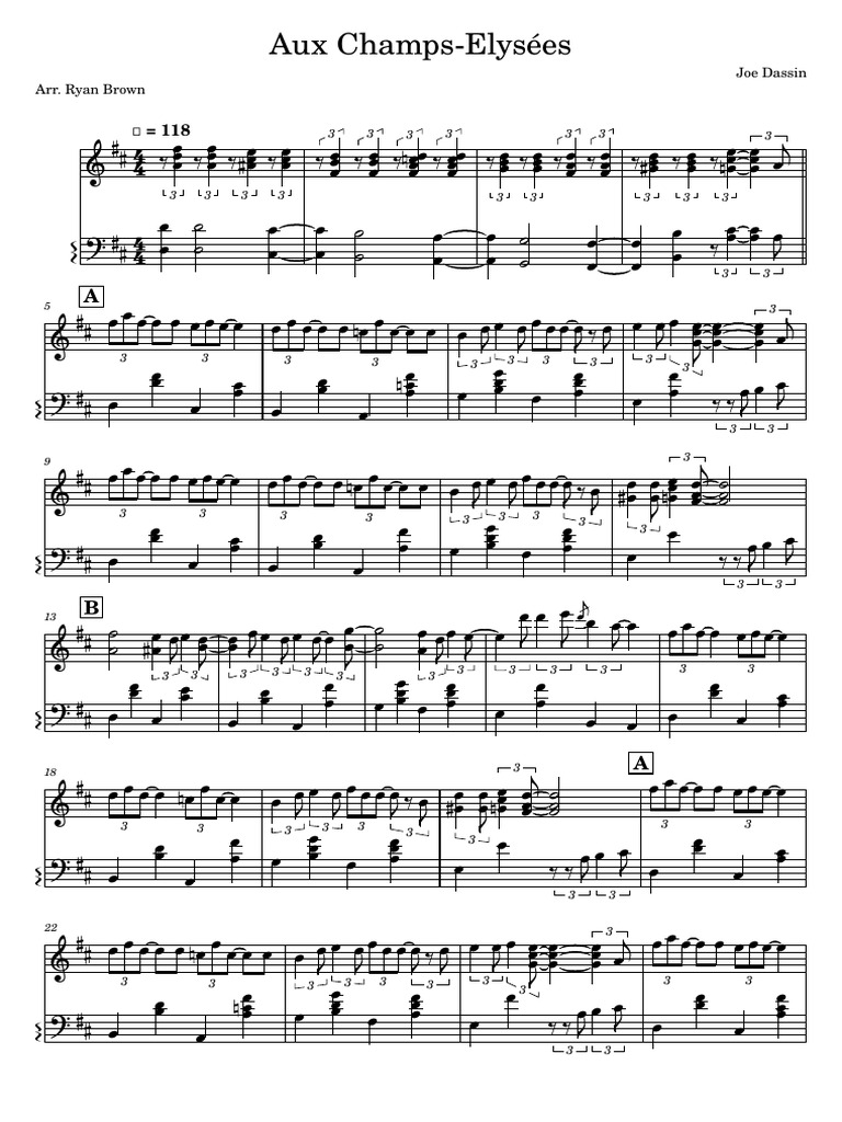 Joe Dassin's Aux Champs-Elysées Sheet Music | PDF