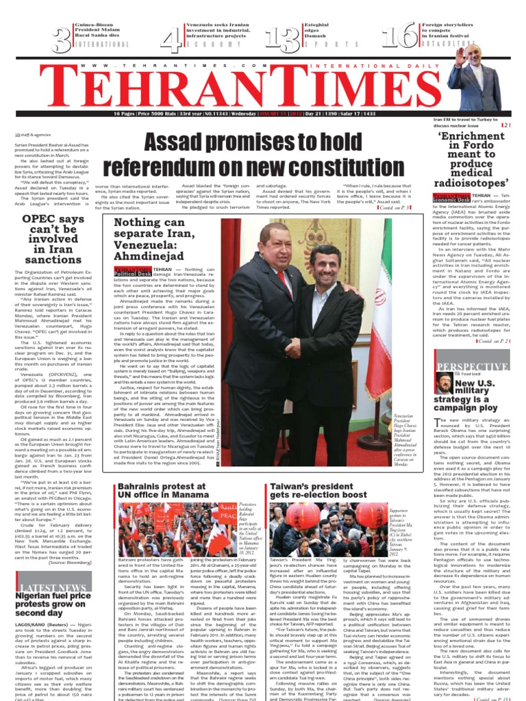 Tehran Times | PDF | Sanctions Against Iran | Tehrik I Taliban Pakistan