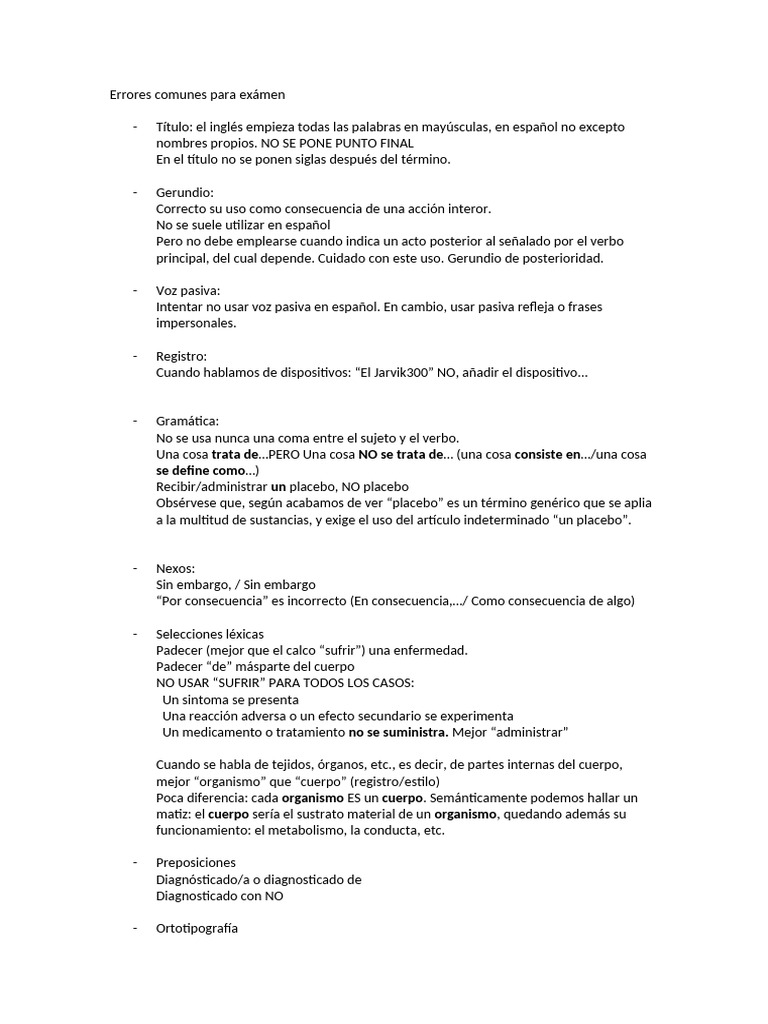 Errores comunes en redacción y gramática | PDF | Placebo | Traducciones
