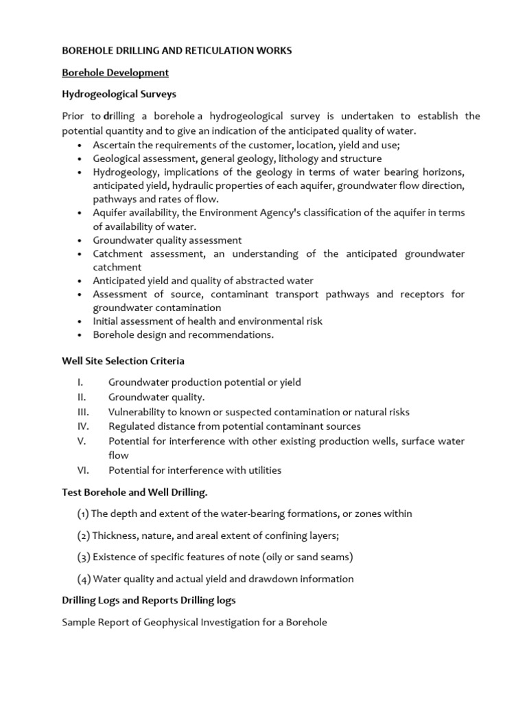 Borehole Drilling and Development Guide | PDF | Hydrogeology | Groundwater