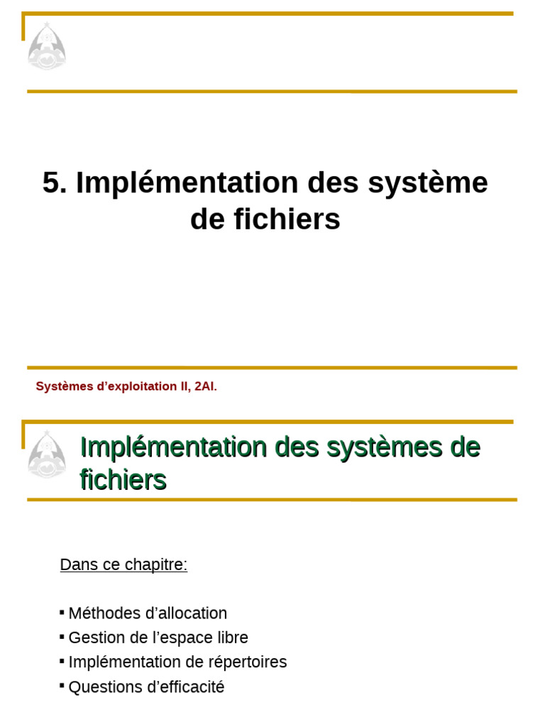 Implémentation des systèmes de fichiers | PDF | Fichier informatique ...