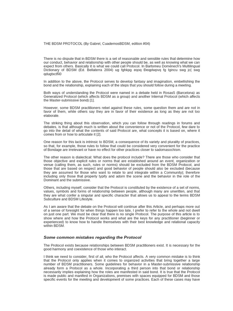 THE_BDSM_PROTOCOL | PDF | Dominance And Submission | Bdsm