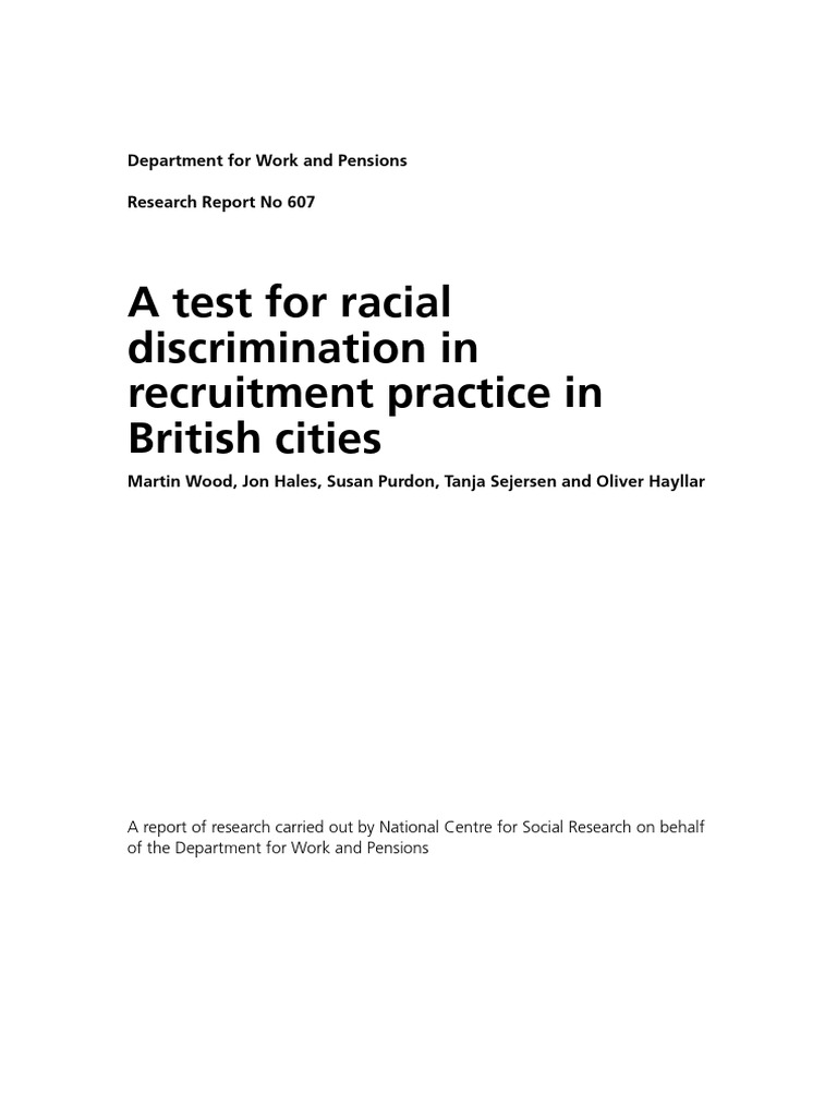 Racial Discrimination in UK Recruitment | PDF | Discrimination ...