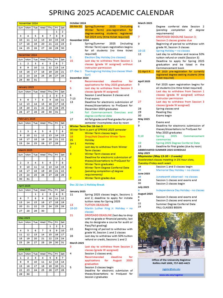 ODU Spring 2025 Academic Calendar | PDF | Academia | Higher Education