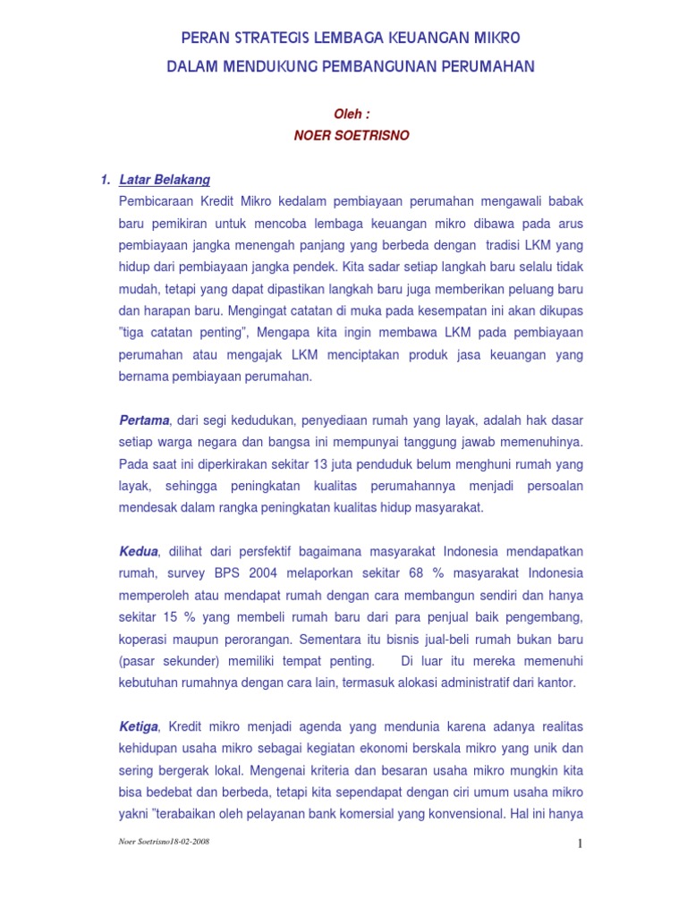 Contoh Jurnal Ekonomi Peran Lembaga Keuangan Mikro