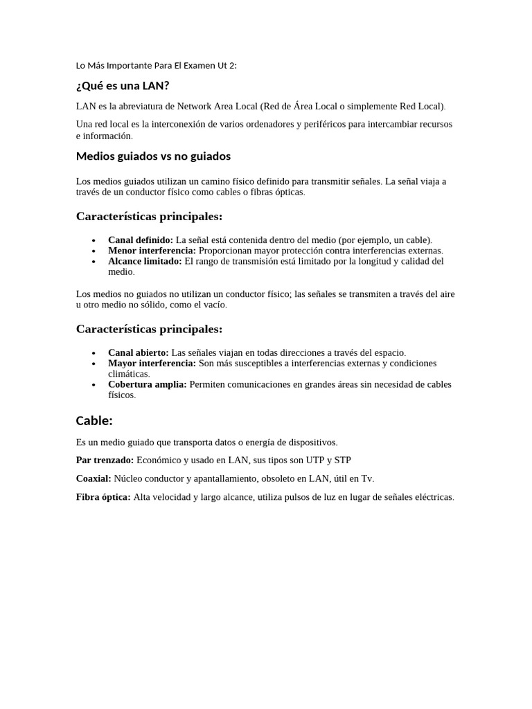 Guía Completa sobre Redes LAN y Cables | PDF | Fibra óptica | Equipo de ...