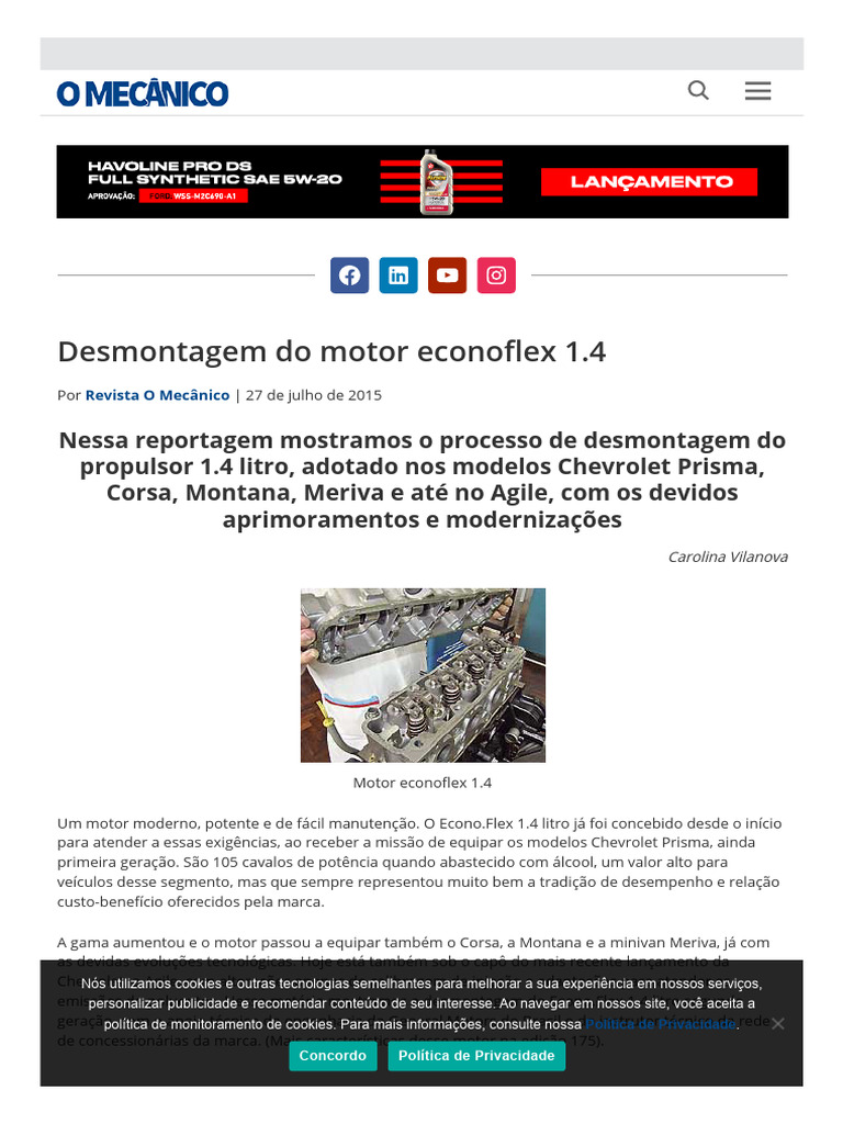 Desmontagem do Motor Econoflex 1.4 | PDF | Motores | Privacidade na ...