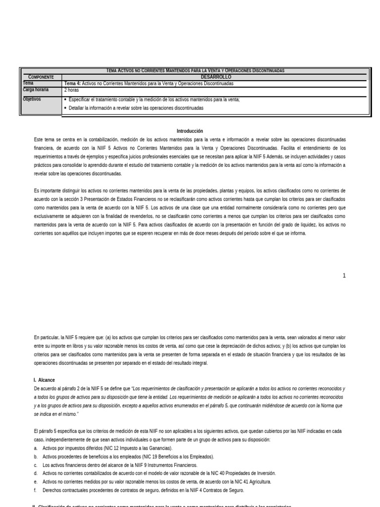 Activos No Corrientes y NIIF 5 | PDF | normas internacionales de ...