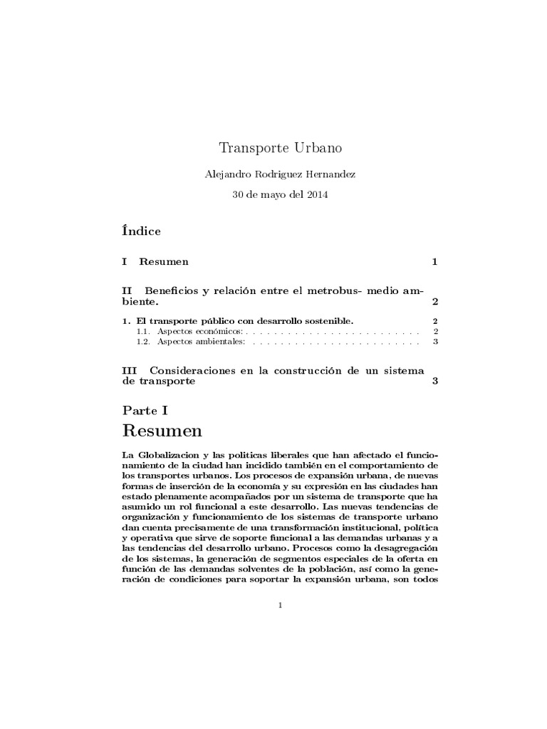 Beneficios del Metrobús en el Transporte Urbano | PDF | Transporte ...