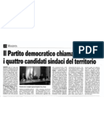 Il Partito Democratico Chiama A Rapporto I Quattro Candidati Sindaci Del Territorio