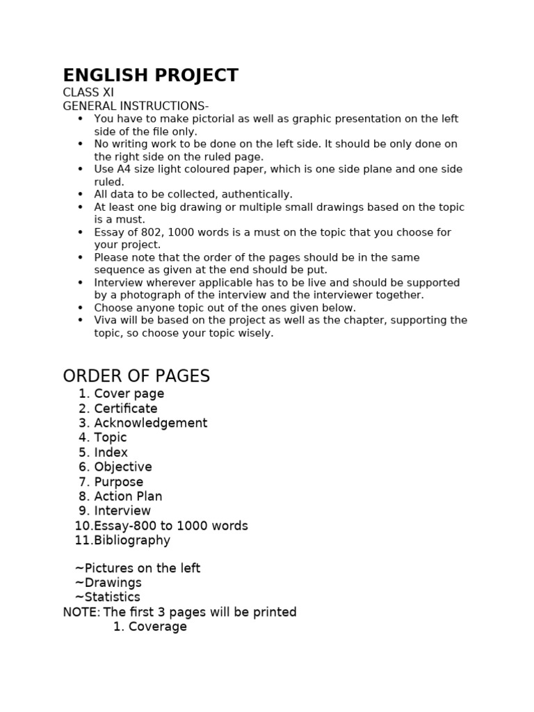 ENGLISH PROJECT Class 11 | PDF