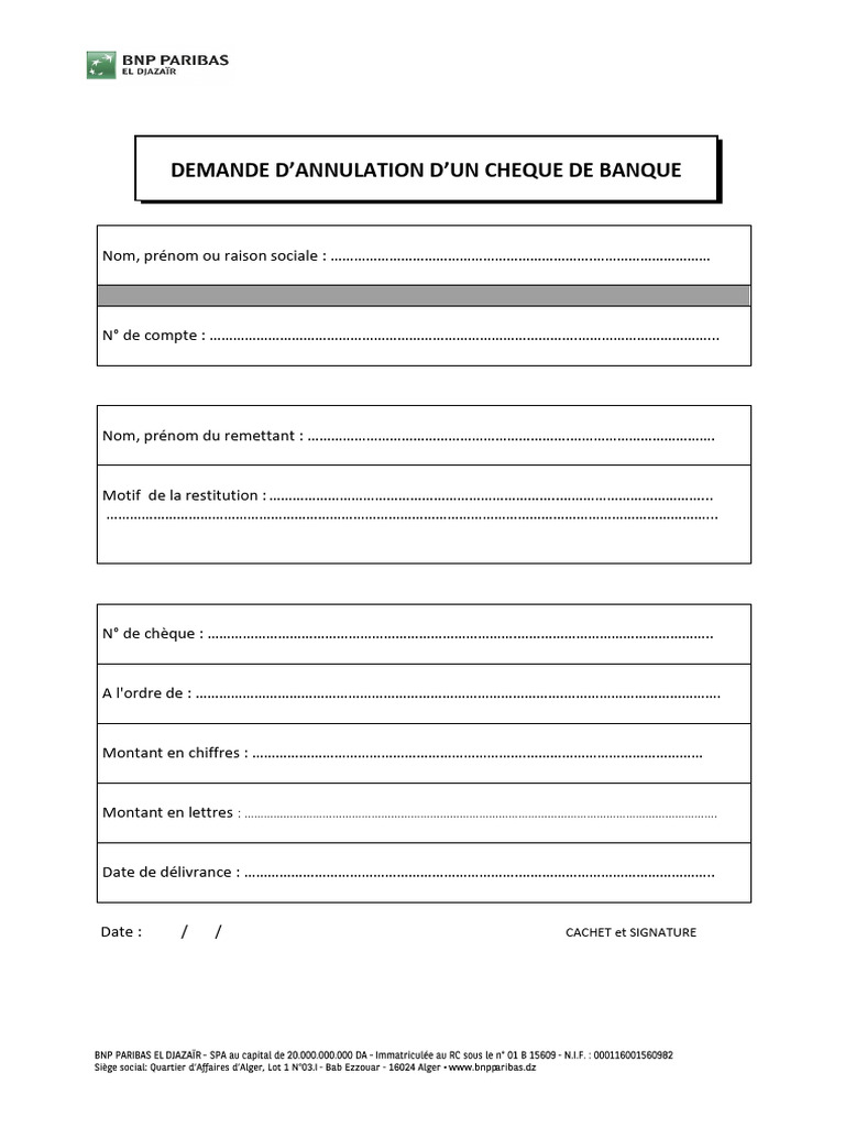 Annulation Cheque de Banque 07.03.2021 | PDF