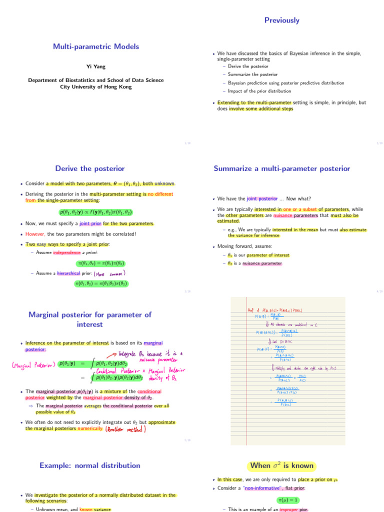 Multi Parametric Models | PDF | Statistical Inference | Normal Distribution