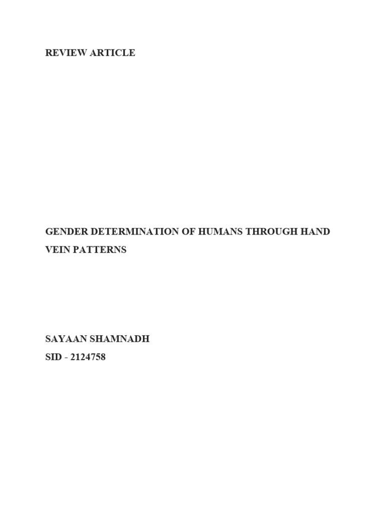 Gender Determination via Hand Vein Patterns | PDF | Biometrics ...