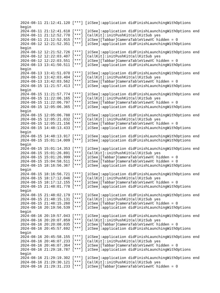iCSee Launch & CallKit Logs | PDF